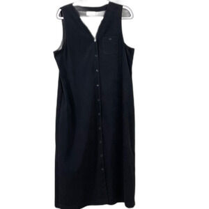 Talbots Petites Vintage Button Front Sleeveless MIDI Shift Dress Sz 12P pockets